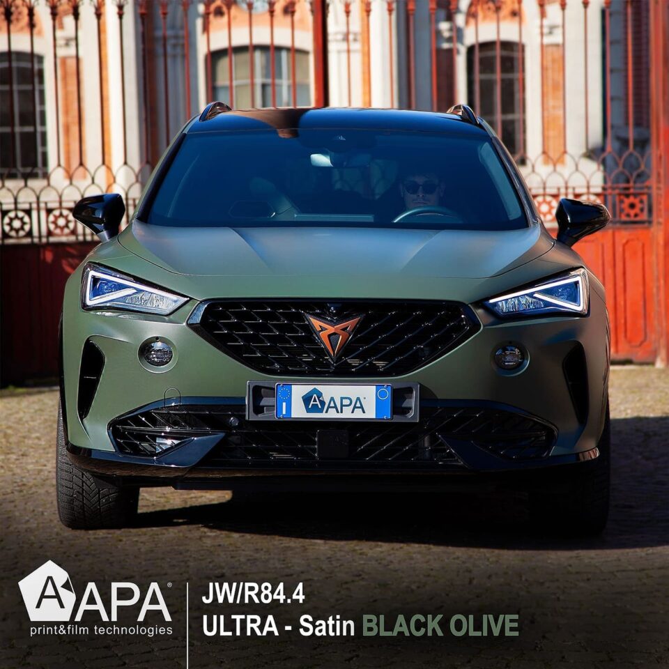 APA Wrapping Cast ULTRAJET JW/R84.4 Satin Black Olive - Czarna Oliwkowa Satyna (klej repozycjonowalny) - obrazek 5