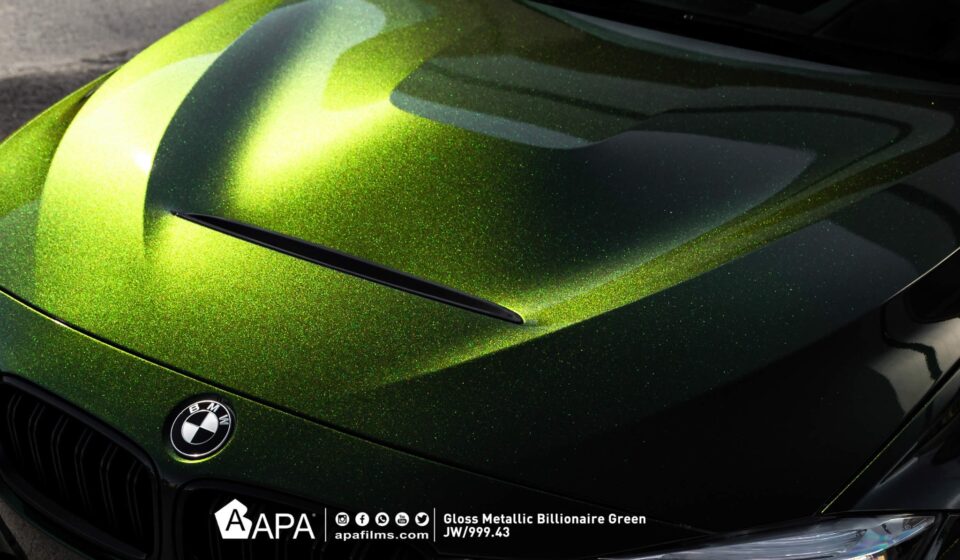 APA Wrapping Cast ULTRAJET-ULTRAGLOSS JW/999.43 ULTRA - Gloss Metallic BILLIONAIRE GREEN -  Zielony Bogaty Metalik Połysk (klej repozycjonowalny, wysoki połysk) - obrazek 4