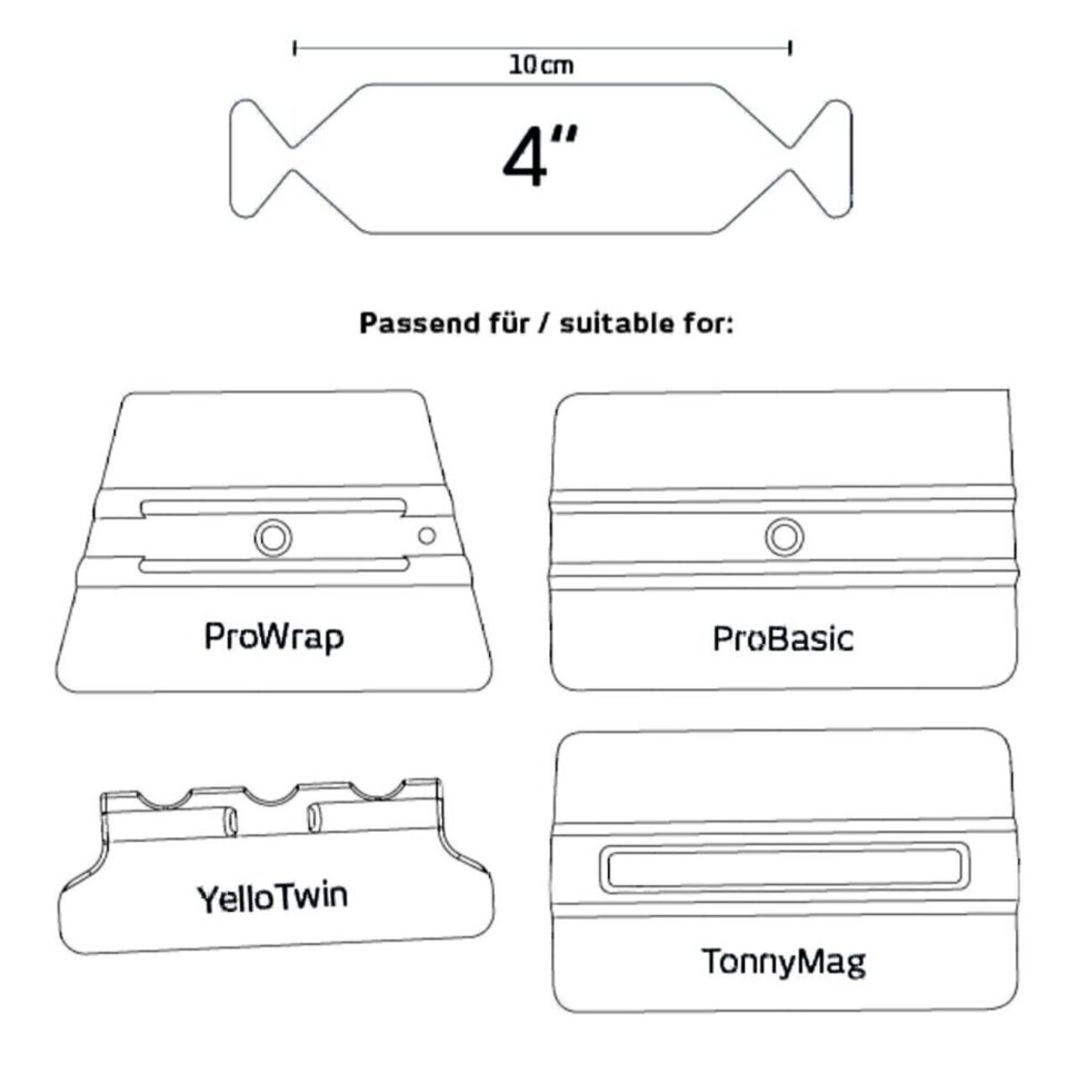 Yellotools YT20ATBW04 APE T-Buffer Wing 4" | PPF squeegee pad - Filce ze skrzydełkami do aplikacji folii ochronnych PPF 10cm - 1szt - obrazek 2